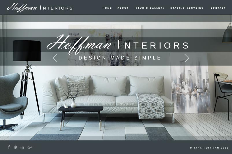 An interior decorating website featuring a couch